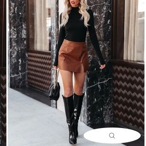 NWT Faux Leather camel skirt Size S,M,L